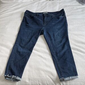 Madewell | 9” high rise skinny Dark Blue Ankle Jeans w. Frayed hem